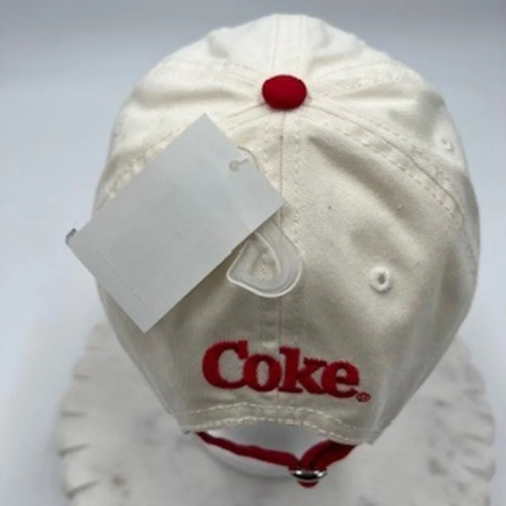 Coca-Cola Polar Bear Heart Embroidered‎ Baseball Cap Cream Red Adjustable Hat